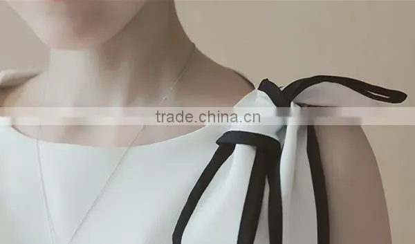 Lady and Woman Elegant Casual Bowknot Sleeveless Vest and Tops photo-3