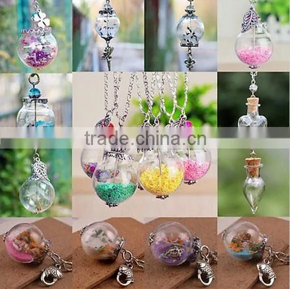 IN Stock 2016 Yiwu Jewellery Fashion Glass Wish Bottle Flower Sea Snail Starfish Pendant Necklace photo-3