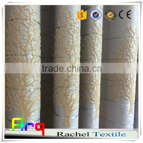 Simple Pattern 100% Blackout Flocked Fabrics for Curtain in Bedroom Living Room-silk Like Polyester Material photo-3