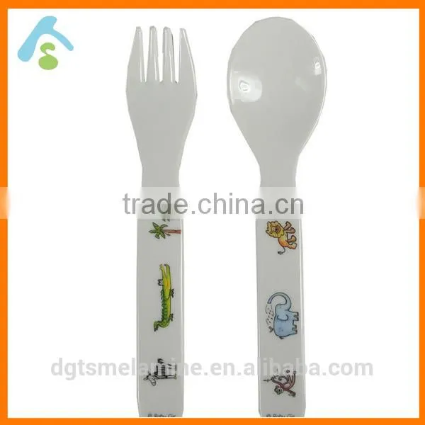 BPA-free Cute Melamine Fork and Spoon for Young Children photo-3