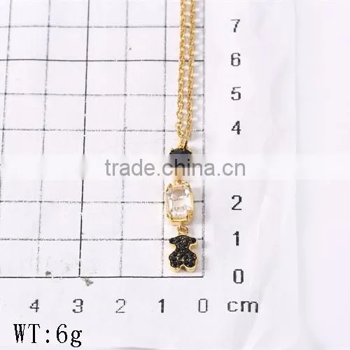 Guangzhou Biggest Wholesale Fashionable Black Bear Pendant Gold Plated Chain Necklace photo-2