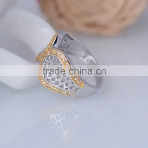 Wholesale 925 Sterling Silver Hollow Out Yellow Coral Ring photo-3