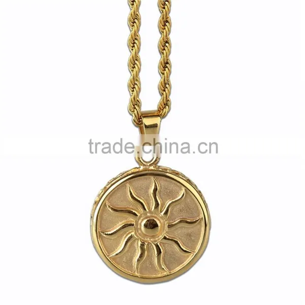 Newest Gold Plated Stainless Steel Sun Shape Pendant photo-3