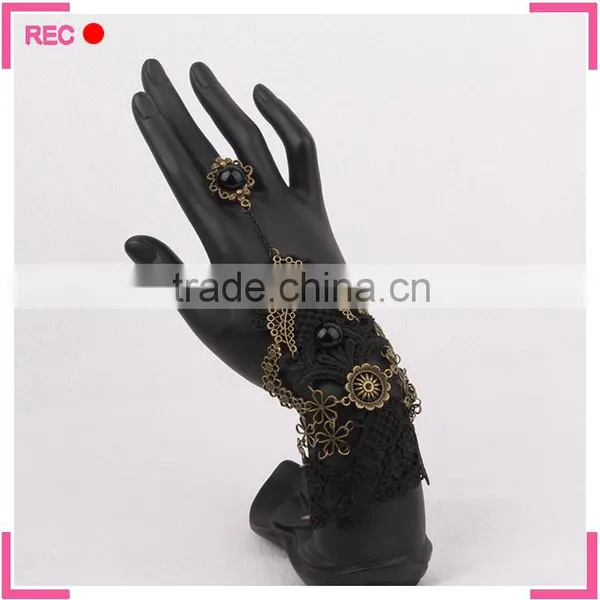 Finger Chain Ring Bracelet for Party, Vintage Style Bracelet Attached Ring photo-4