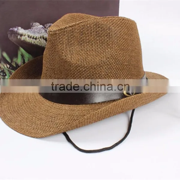 Chic Unisex Women/Men Cowboy Trilby Hat Wide Brim Straw One Size Cap photo-3