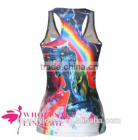 3D Red Trendy Ladies Unicorn Printed Tank Top for Women, Women Printed Summer Tshirt photo-3