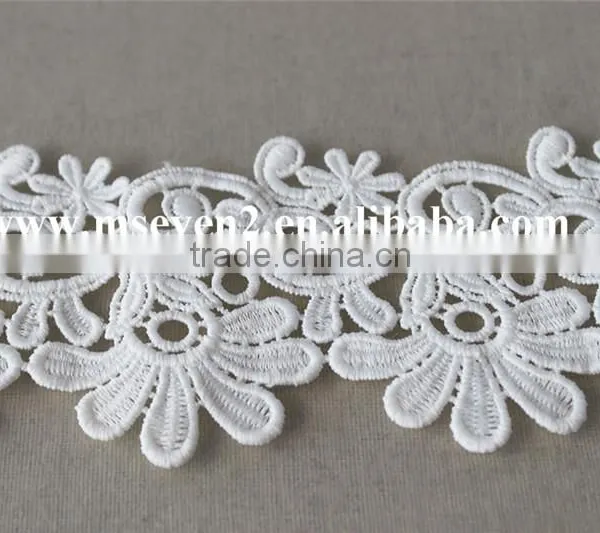 Good Price Water Solouble Lace Flower Trim With 6cm in White Polyester Embroidery Lace for Dress photo-3