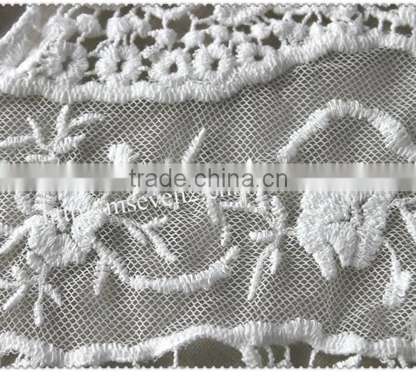 Hot Sale Fashion White Hollow Embroidery Cotton Neckline for Apparel photo-5