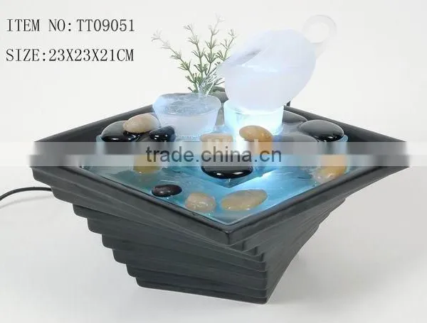 Poetic Mini Table Water Fountain With LED Light for Home Decoration photo-4