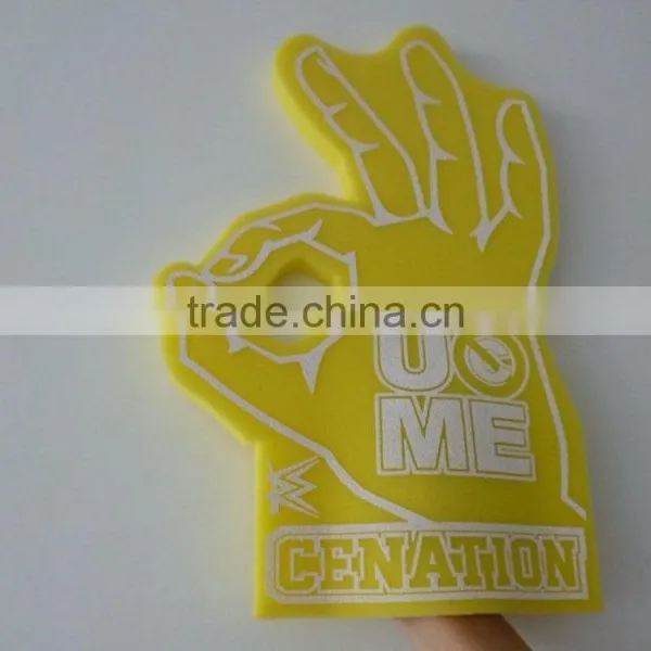 Orange OKAY Shape Design Sponge Foam Hand Gloves photo-4