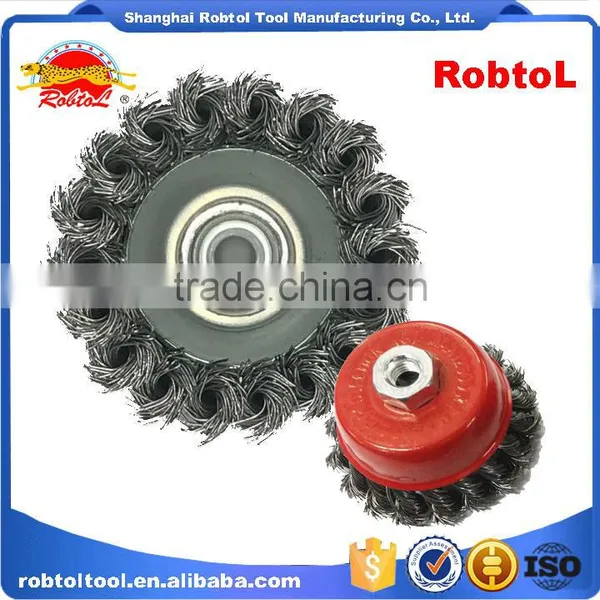 5" Steel Wire Cup Brush Wheel Twist Knot Crimped Bowl Disc Abrasive M14 Round Grinding Cheaning Brush photo-4