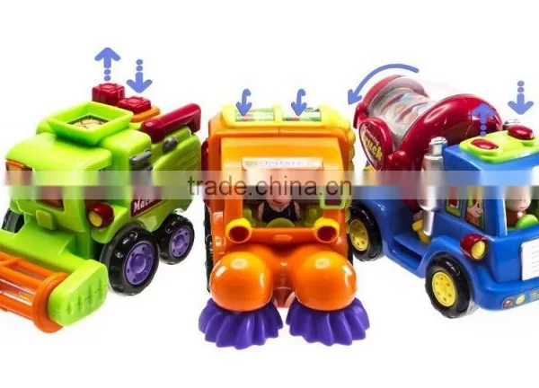 Push and Go Friction Powered Car Toys for Boys - Street Sweeper Truck, Cement Mixer Truck, Harvester Toy Truck photo-3