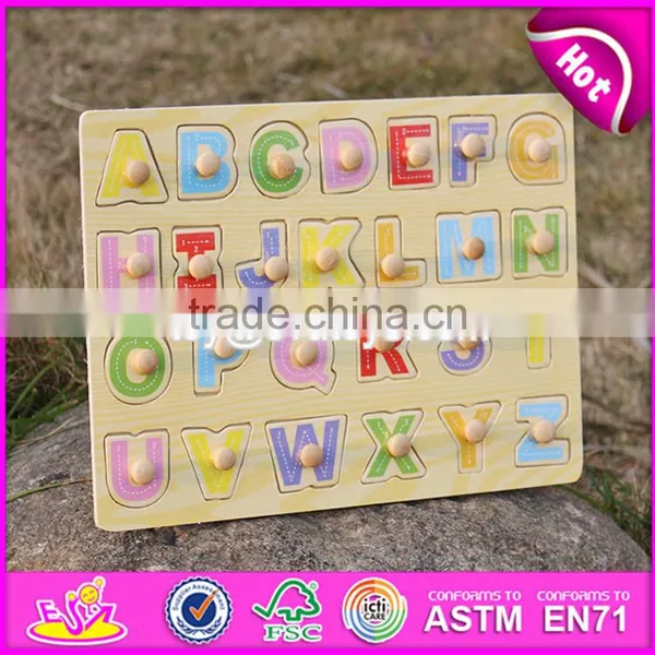 2017 Top Fashion Educational Toddlers Wooden Alphabet Puzzle W14M101 photo-2