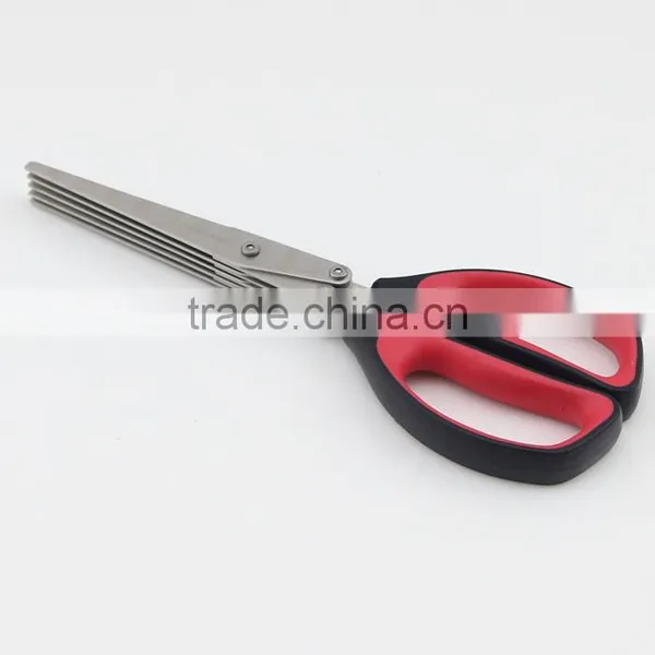 Red And Black Soft Handle Five Blades Scissors Kitchen Shears Best For Kitchen Garden photo-2