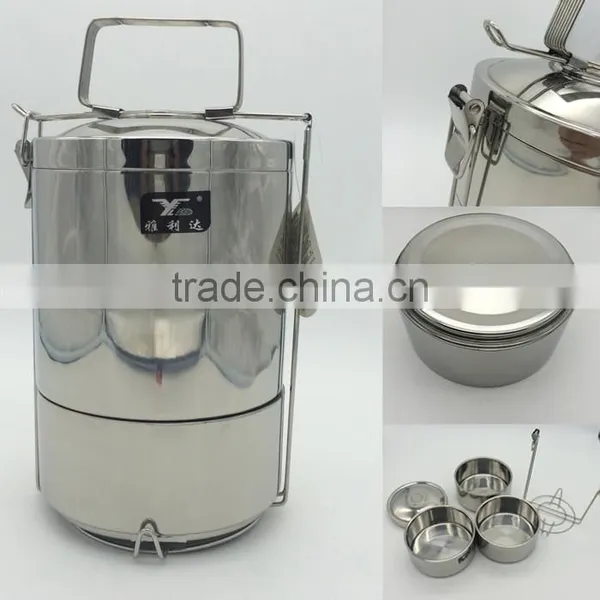 Factory Three Layers Container for Food With Dividers/lunch Box Tiffin Carrier/stainless Steel Tiffin photo-4
