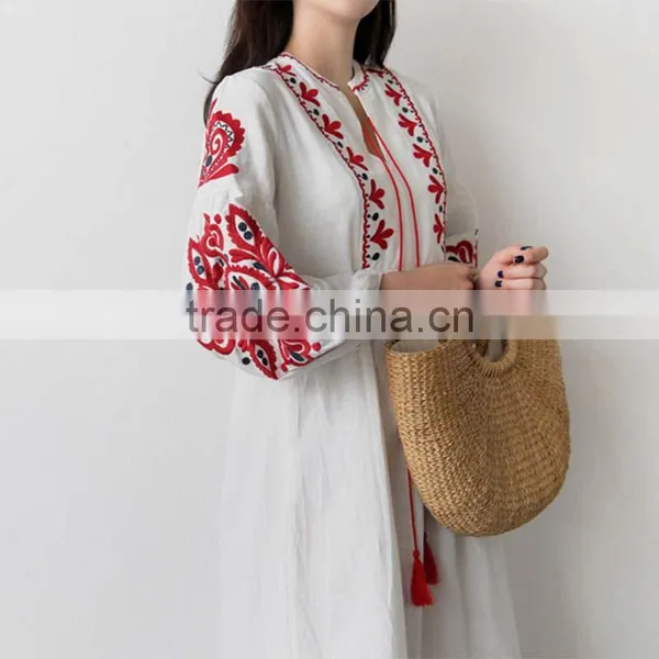Ladies Branded 2017 Newest Fancy Summer Linen Woman Dress With Sgs Certifaction photo-5