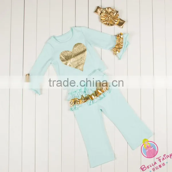 Wholesale High Quality Golden Autumn Outfits for Baby Girls Christmas Outfits for Infant Girls photo-2