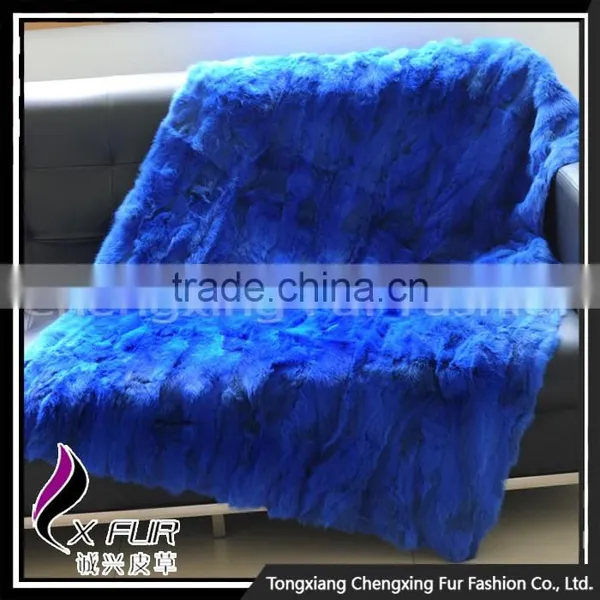 CX-D-11H Top Quality Home/Hotel Carpet Patchwork Rabbit Fur Fur Throw Blanket photo-4