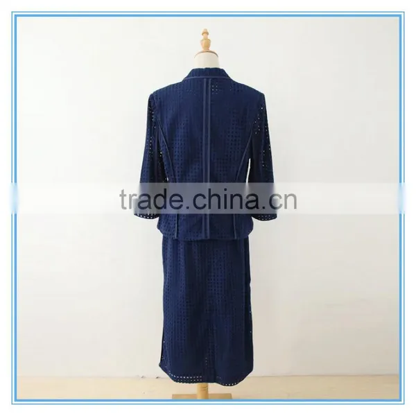 Organic 100% Cotton Eyelet Embroidery Business Suits Lady Church Suits photo-2
