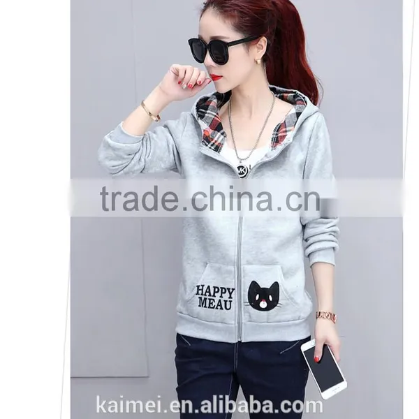 2017 Wholesale Beautiful Design Amazing Quality Eco-friendly Breathable Anti-wrinkle Cute Zipper Hoodie Made in China 100%cotton photo-2