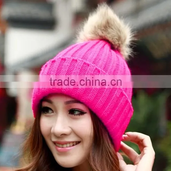 2014 New Women's Knit Cap Beanie Hat With Fur Korean Style Knitted Hat SV007977 photo-6