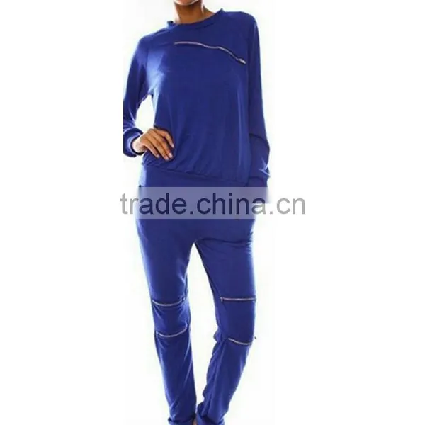 2016 Fashion Women Autumn Sweatshirt Front Zipper O-Neck Long Sleeve Sport Suits 2 Pieces Set Ladies Hoodies Tracksuits photo-4