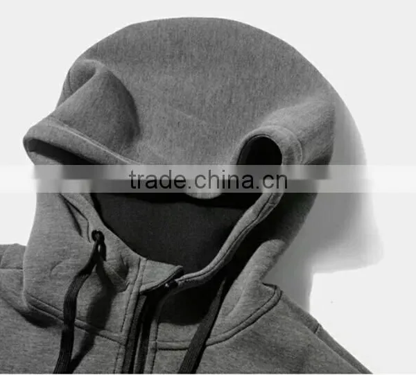 Newest Custom Mens Hoodie Factory Navy Blue Hoodie With Front Big Pocket photo-3