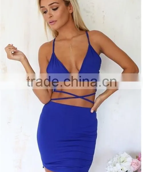 Women's Sexy Triangle Bra Backless Tops Bodycon Mini Skirt Suits Beach Dress photo-2