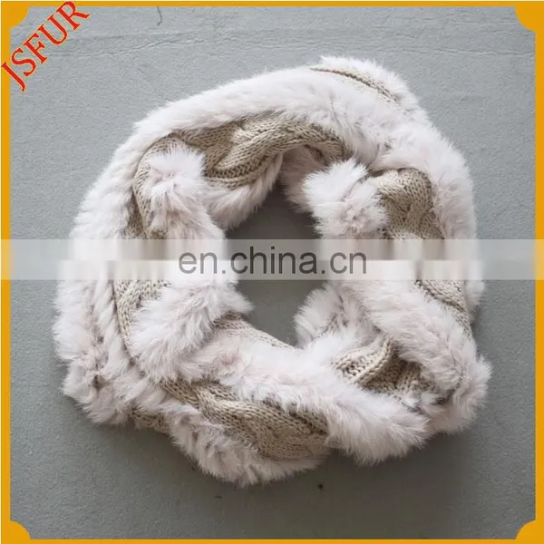 Winter Wrap Made With Rabbit Fur Wool Knit Scarf photo-2