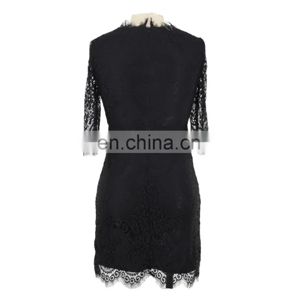 Black Lace Dress High Class Ladies Evening Dress Party Wear photo-2