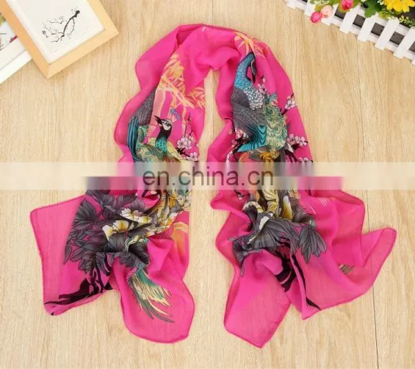 Fashion Girls' Silk Solid Long Cheap Chiffon Scarf photo-4