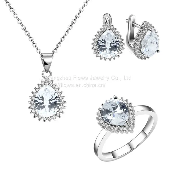 The Platinum Gold Plated 925 Sterling Silver Jewelry Set Inlay Elegant Crystal And Cubic Zircons photo-2
