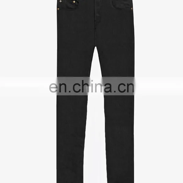 DiZNEW Custom High Waisted Men Black Straight Leg Stretch Bull Jeans photo-7