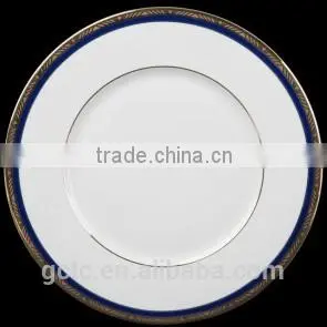 16pcs Blue Fabric Bone China Dinnerware Set, Embossed With Gold Design photo-2