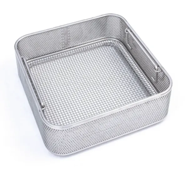 Sterilisation Basket – Replace Green Plastic Trays Sterilisation Basket – Wire Mesh Base, Perforated Sides – Various Sizes photo-3