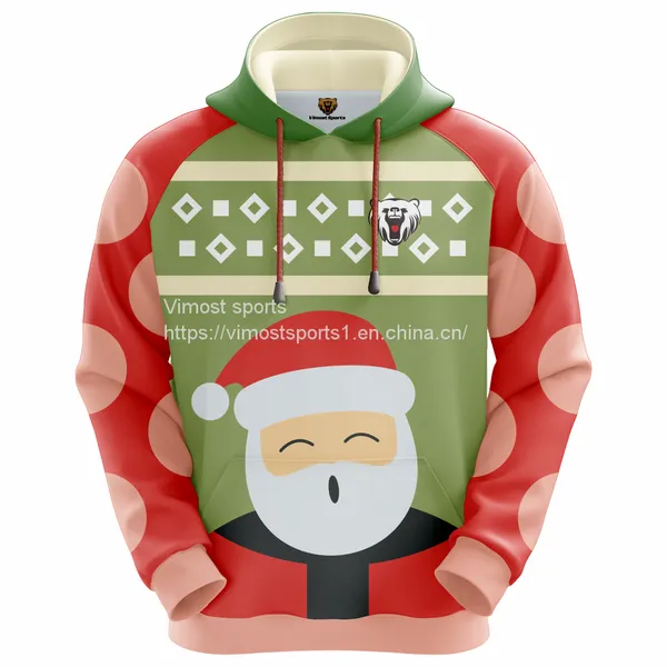 Custom Sublimation Hoodie of Santa Claus Pattern photo-2