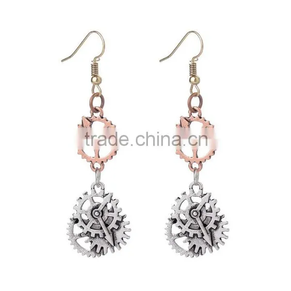 2016 New Arrival Wheel Gear Vintage Dangle Earrings Steampunk Woman Earring photo-2