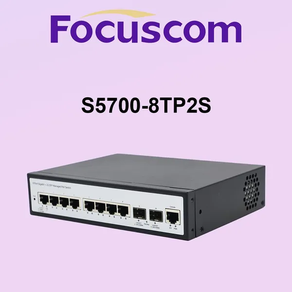 P0E L2 Managed Gigabit Ethernet PoE Switch, 8 Port 1G RJ45 With 2 Gig SFP Network Switch Focuscom S5700-8TP2S photo-2