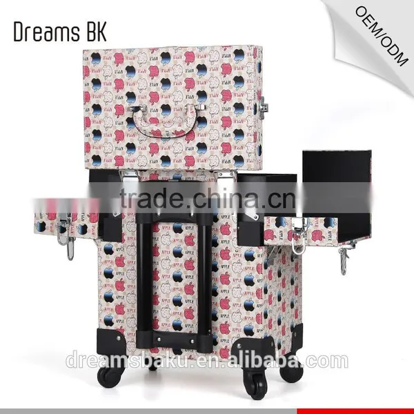 Professional Salon Beauty Box Pvc Cosmetic Makeup Kits Case With Rolling Wheels photo-4
