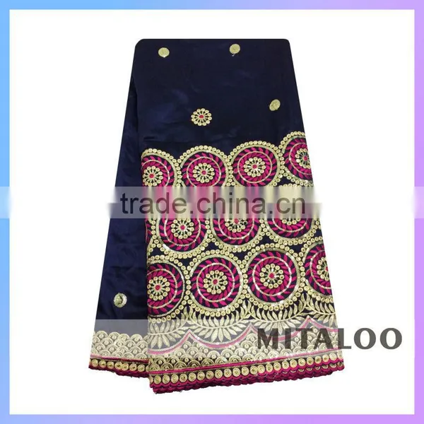Mitaloo Leaf Green Silk George Lace Fabrics Hot Selling African Raw Silk George Fabrics for 2015 photo-3