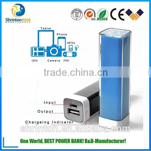 Cellphone Emergency Charger Lipstick Shape Power Bank 2600mah, Newest Refreshing Color Powerbanks 2600mah photo-2