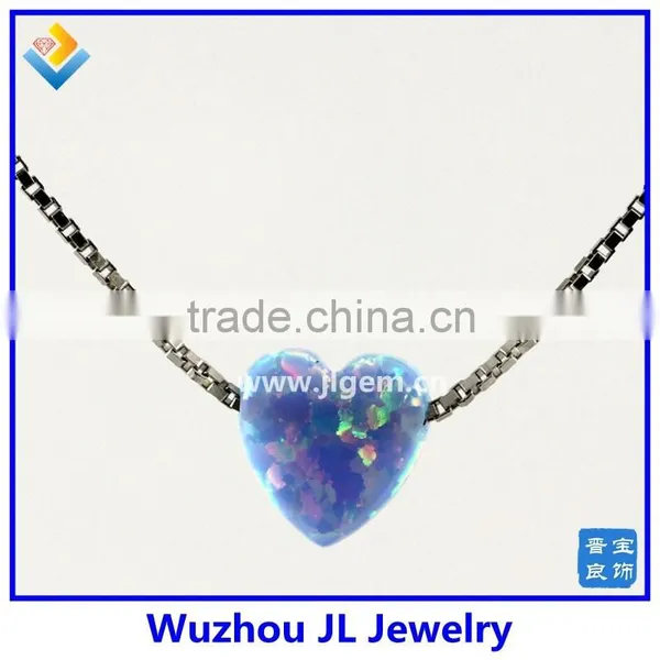 2015 New Product Synthetic Heart Opal Pendant With 925 Sterling Silver Chain Necklace photo-3