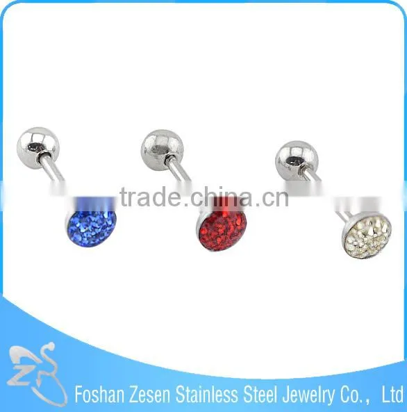 2016 New Arrival Surgical Steel Flashing Crystal Titanium Anodized Pentagram Tongue Ring photo-5