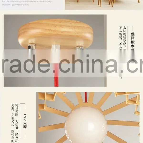 Wooden LED Pendant Light JK-8005B-07 Restaurant Wooden Shade Pendant Lamp E27 Lamp Holder photo-5