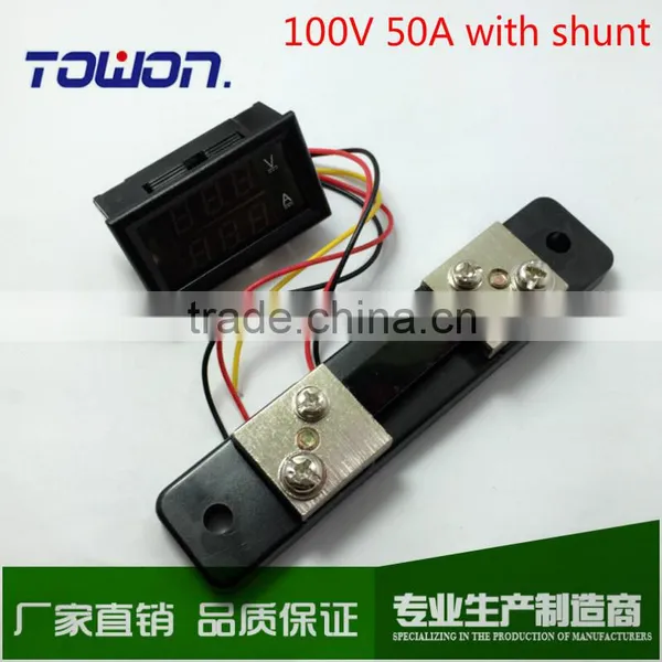 Dual LED Digital Voltmeter Ammeter Amp Volt Meter + Current Shunt DC 100V 50A photo-3