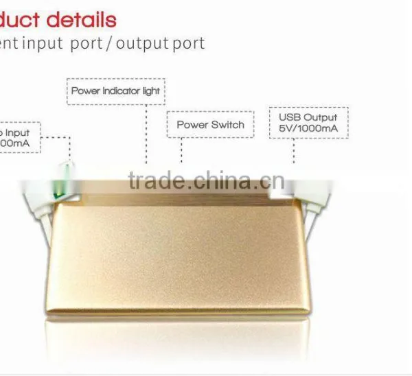 1350mAh Fancy Credit Card Power Bank Built in Cable photo-2