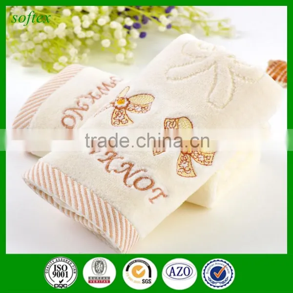 Cheap Soft Water Absorption Cotton Bowknot Jacquard Cut Pile Face Towels With Embriodery photo-5