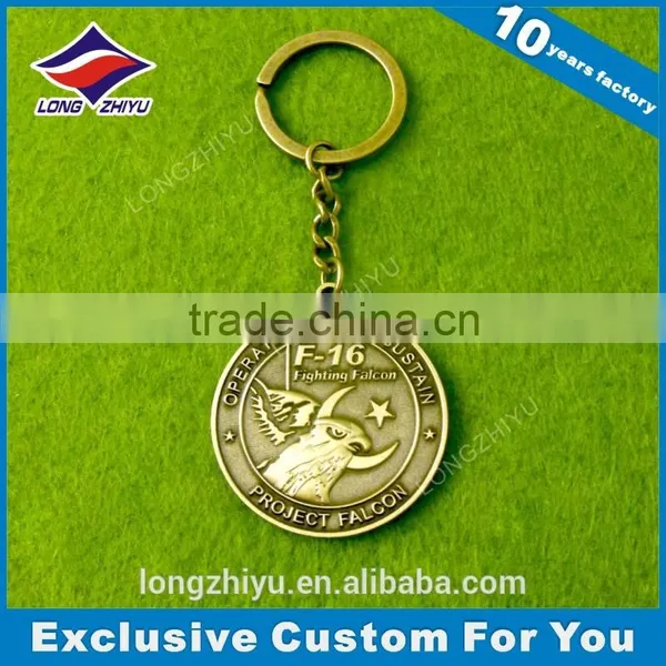 Antique Bronze Plated 3D Metal Pakistan Eagle Keychain for Sale photo-2