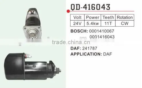 DAF Starter Motor 241787 Bosch 0-001-410-067 0-001-416-043 Woodauto STR22041