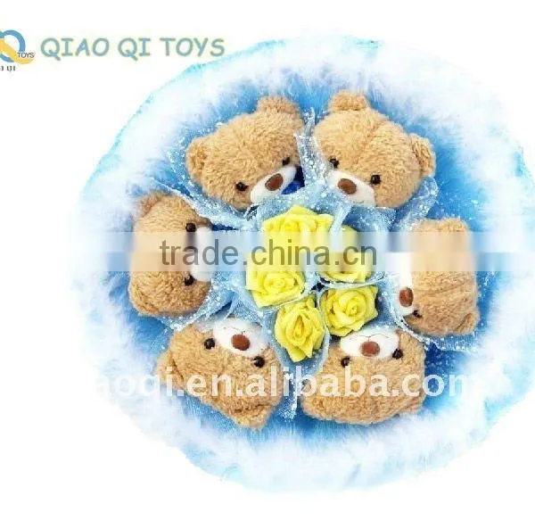 Blue Plush Bears Toy Bouquet